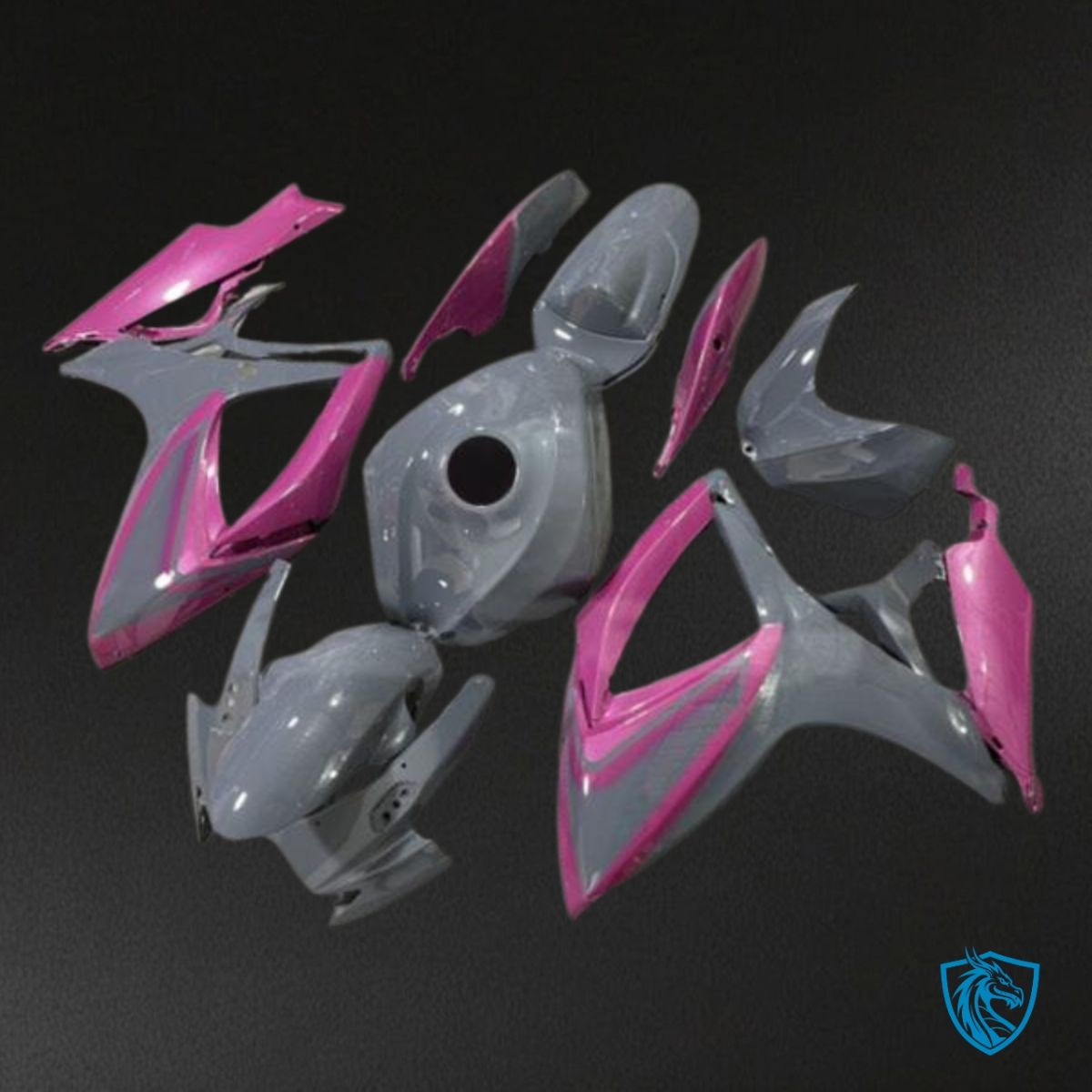 Suzuki GSXR 600-750 (2006-2007) Matte Grey & Pink Fairing Kit - Aftermarket ABS Bodywork
