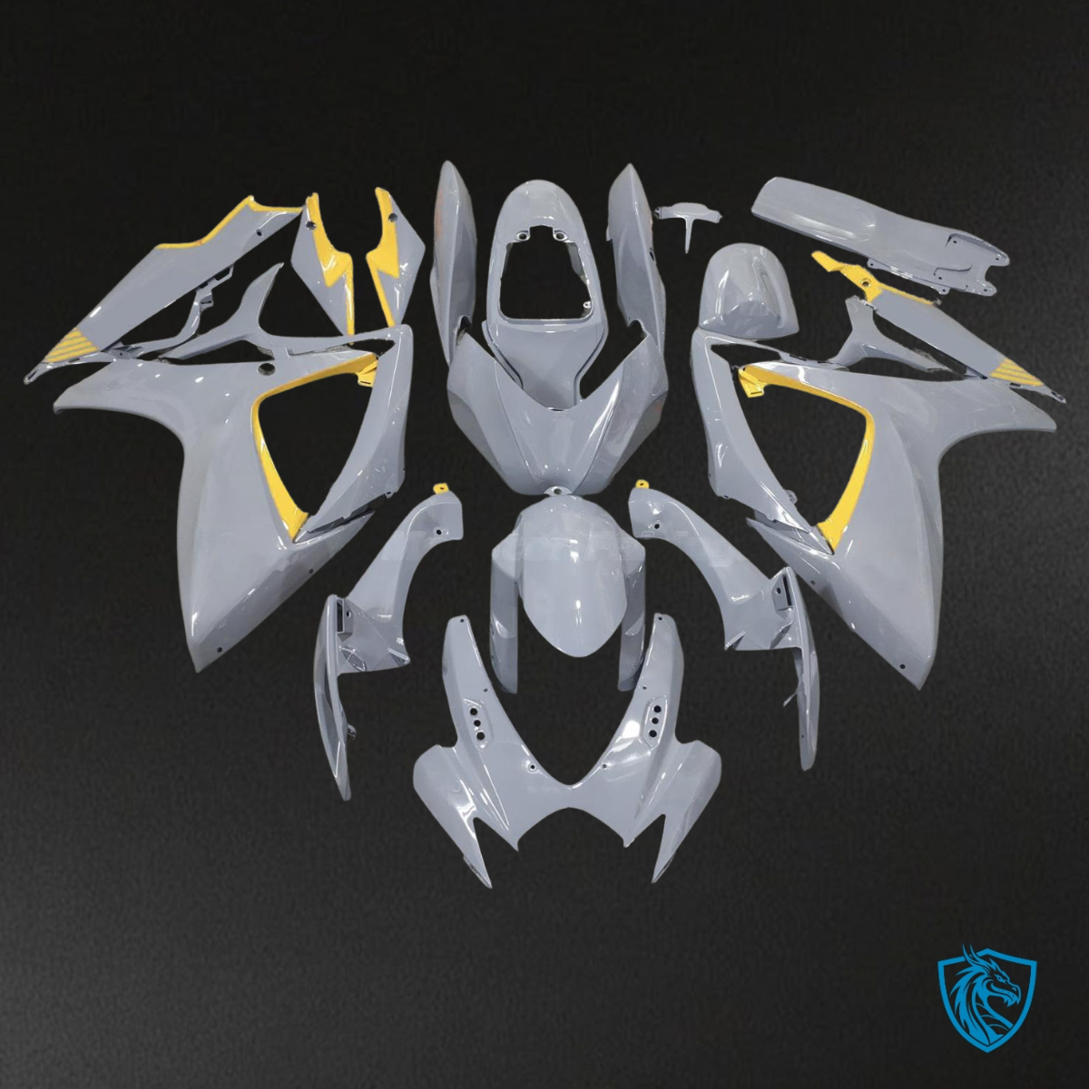 Suzuki GSXR 600-750 (2006-2007) Nardo Gray & Yellow Trim Fairing Kit | ABS Bodywork