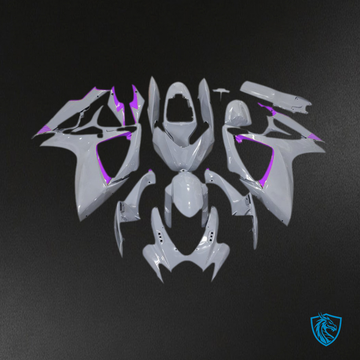 Suzuki GSXR 600-750 (2006-2007) White, Gray & Purple Rim Motorcycle Fairings Kit - Aftermarket ABS Bodywork