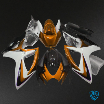 Suzuki GSXR 600-750 (2006-2007) Orange & White Fairing Kit - Aftermarket ABS Bodywork