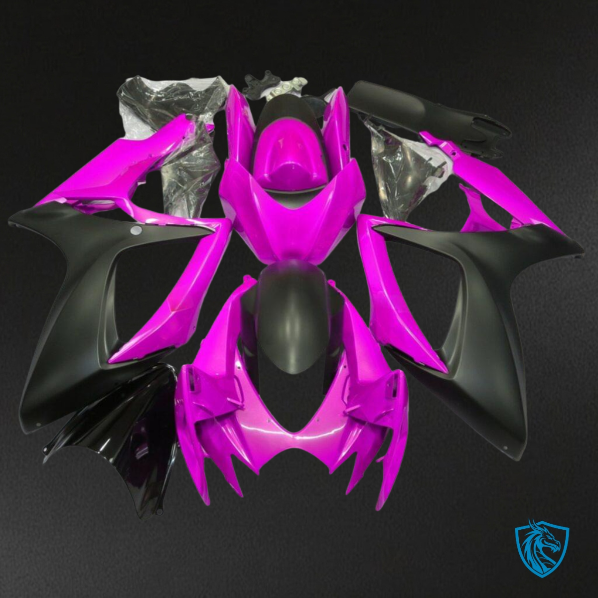 Suzuki GSXR 600-750 (2006-2007) Pink & Matte Black - Custom ABS Fairing Kit