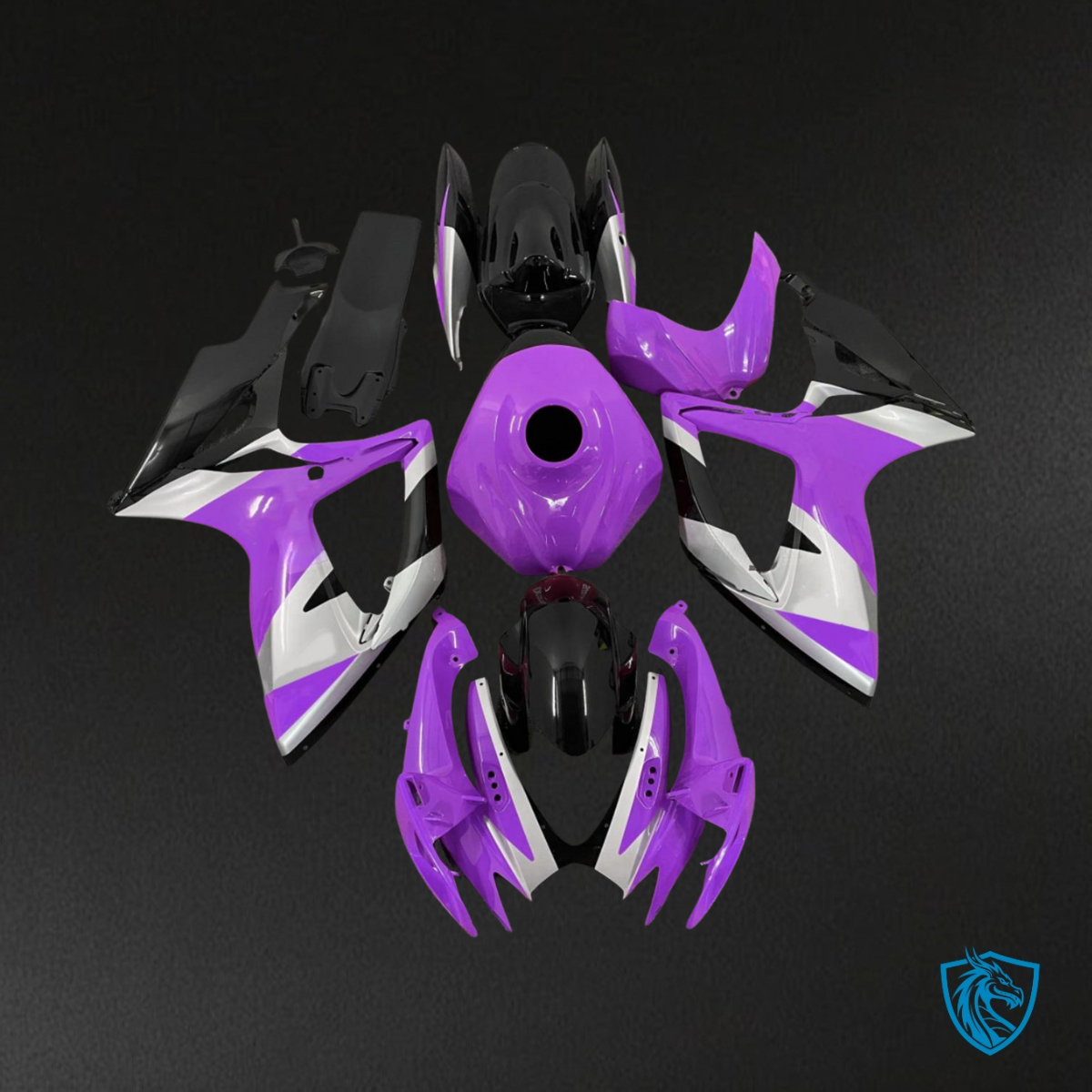 Suzuki GSXR 600-750 (2006-2007) Purple, Black & White - Custom ABS Fairing Kit