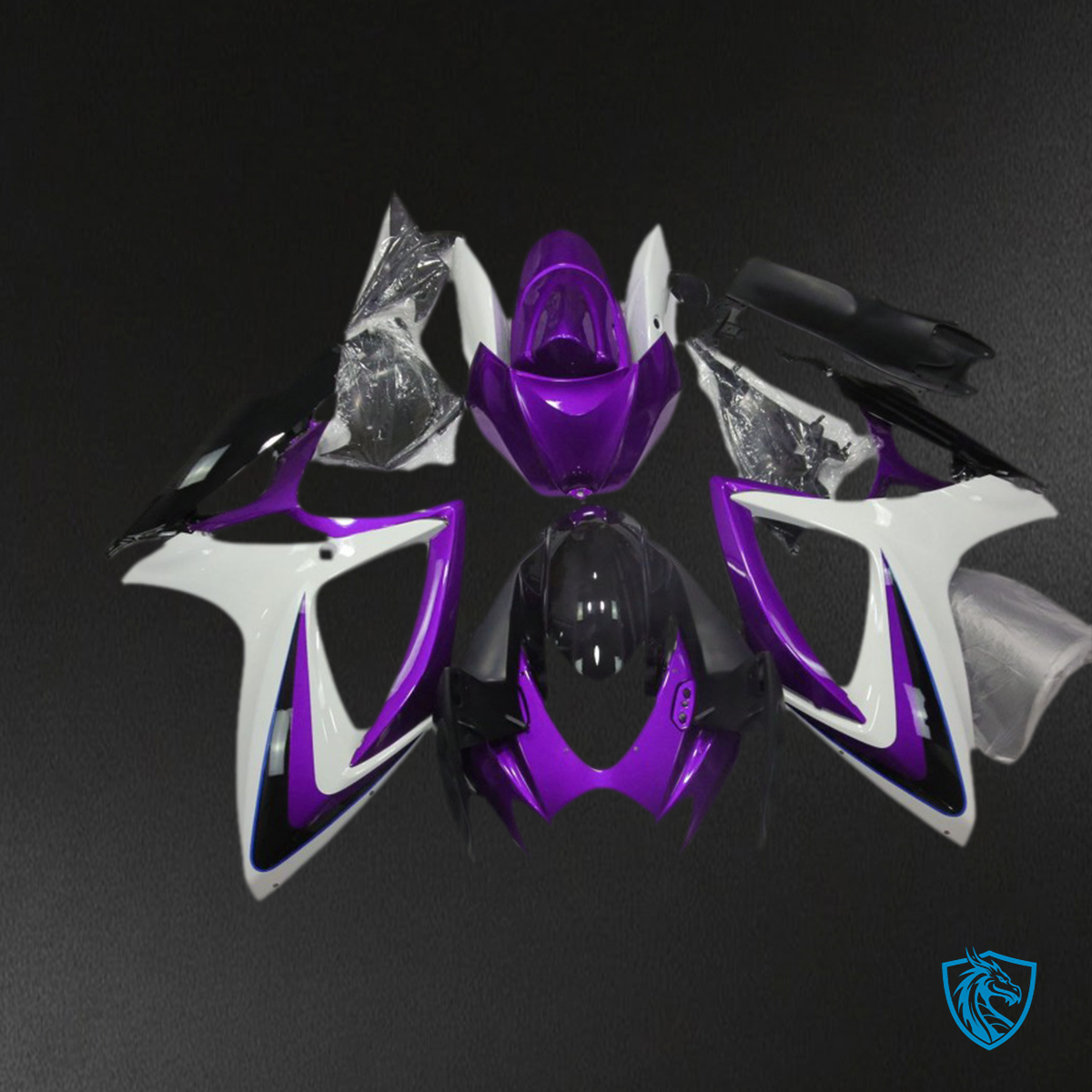 Suzuki GSXR 600-750 (2006-2007) Purple & White Without Badge - MERGEment Motorcycle Fairings Kit