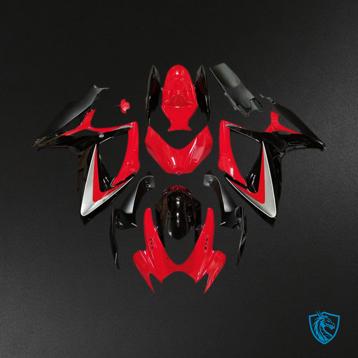 Suzuki GSXR 600-750 (2006-2007) Red & Black OEM Style Motorcycle - Custom ABS Fairing Kit