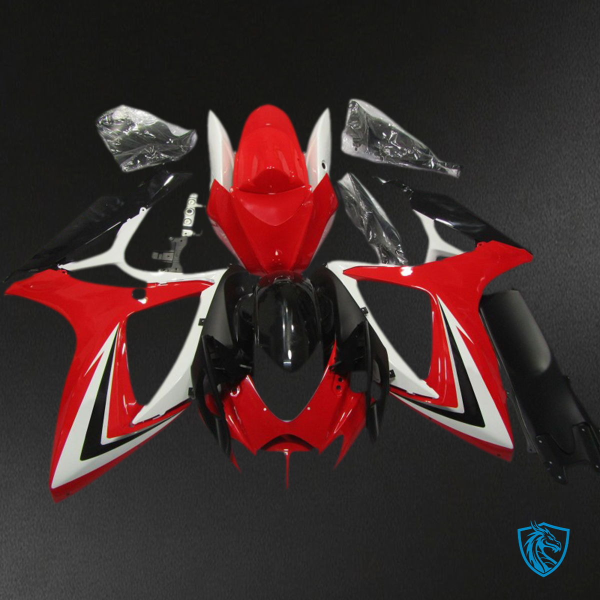 Suzuki GSXR 600-750 (2006-2007) Red, Black & White Motorcycle Fairings Kit | ABS Bodywork