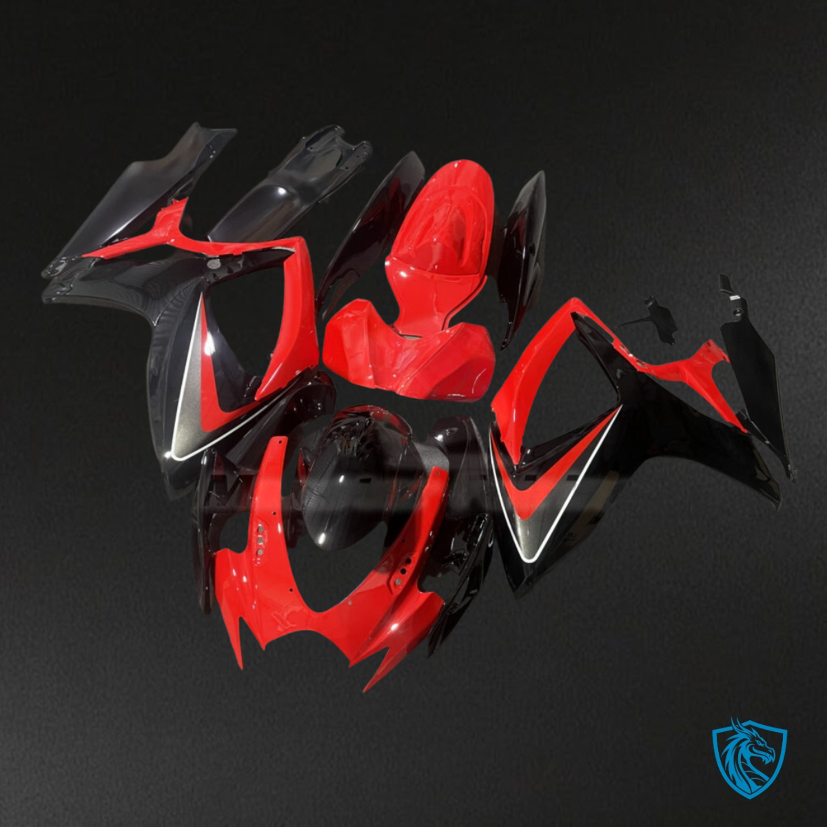 Suzuki GSXR 600-750 (2006-2007) Red, Black & Grey - Custom ABS Fairing Kit