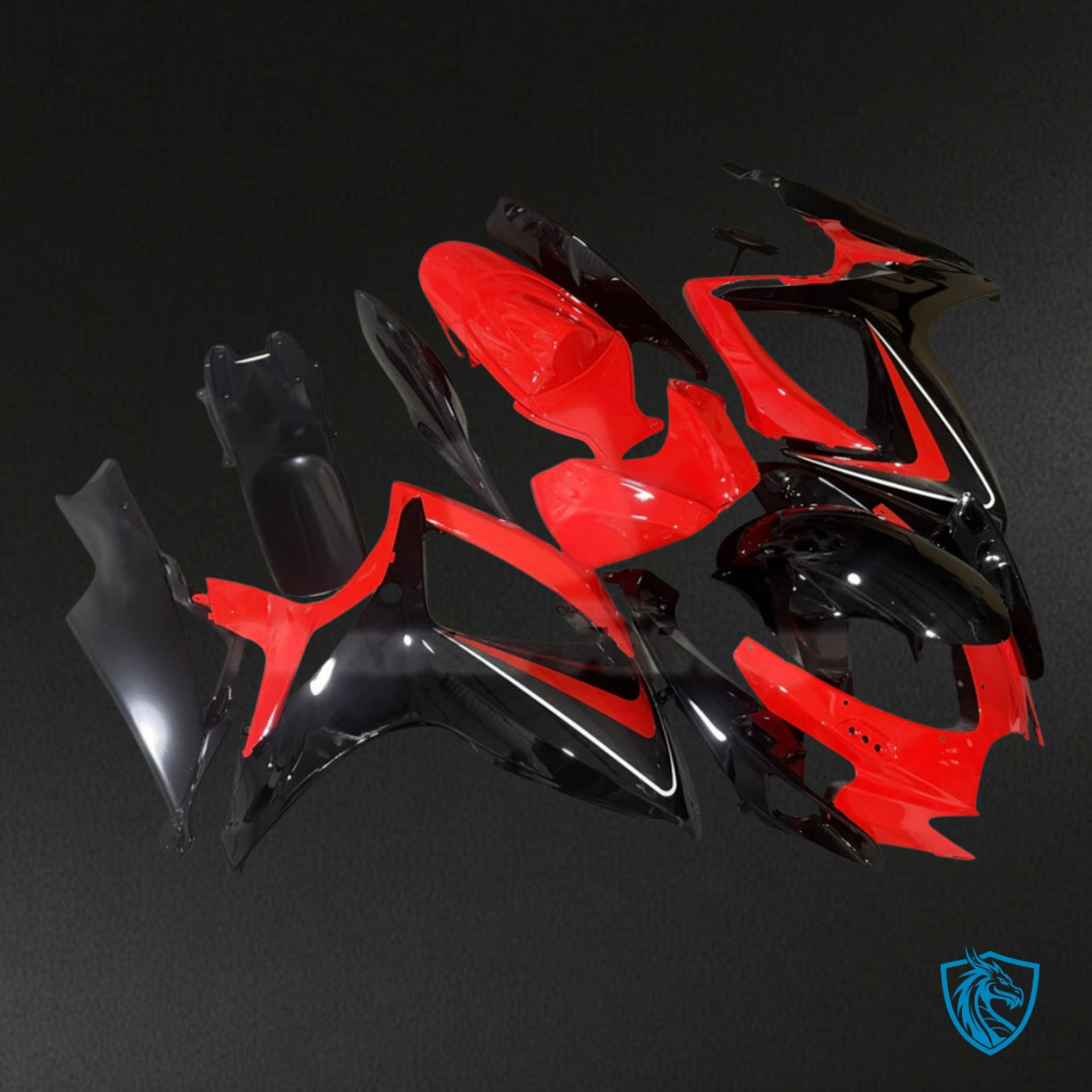 Suzuki GSXR 600-750 (2006-2007) Red, Black & Grey - Custom ABS Fairing Kit