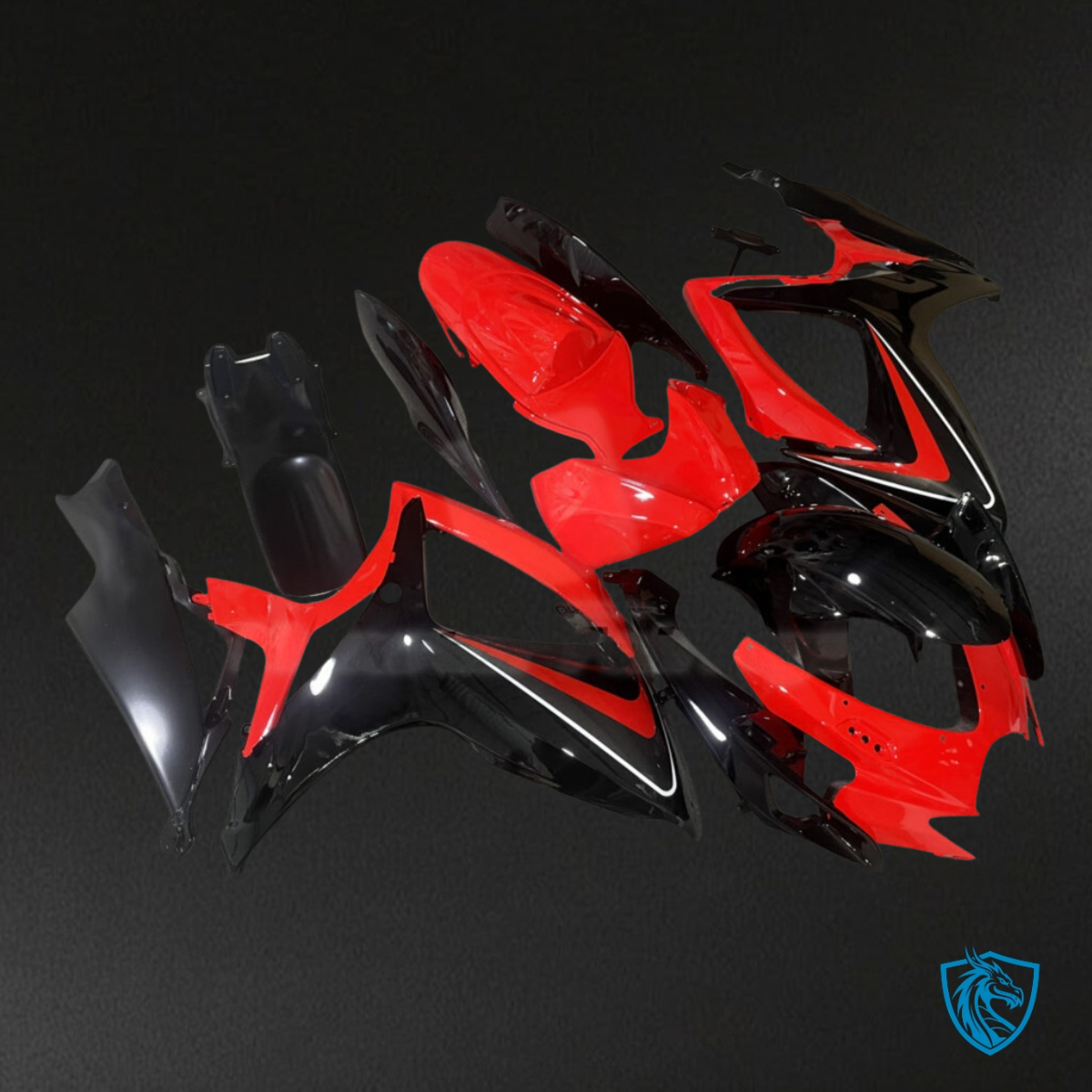 Suzuki GSXR 600-750 (2006-2007) Red, Black & Grey - Custom ABS Fairing Kit