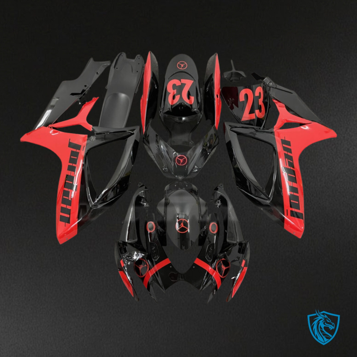 Suzuki GSXR 600-750 (2006-2007) Red & black Jordan Fairing Kit - Aftermarket ABS Bodywork