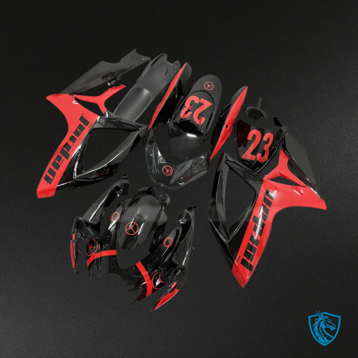 Suzuki GSXR 600-750 (2006-2007) Red & black Jordan Fairing Kit - Aftermarket ABS Bodywork