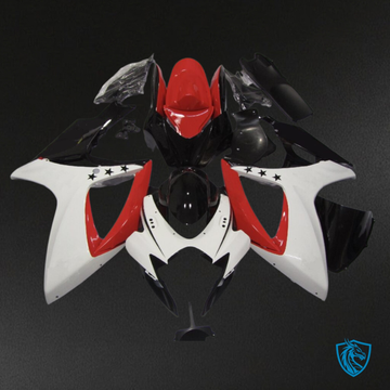 Suzuki GSXR 600-750 (2006-2007) Red, White & black Star - MERGEment Motorcycle Fairings Kit