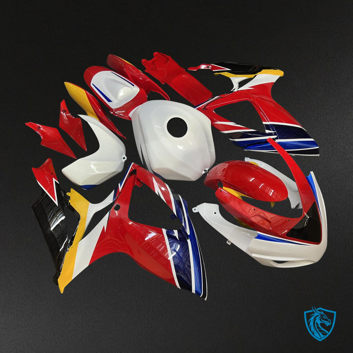 Suzuki GSXR 600-750 (2006-2007) Red & White Custom Fairing Kit - Aftermarket ABS Bodywork
