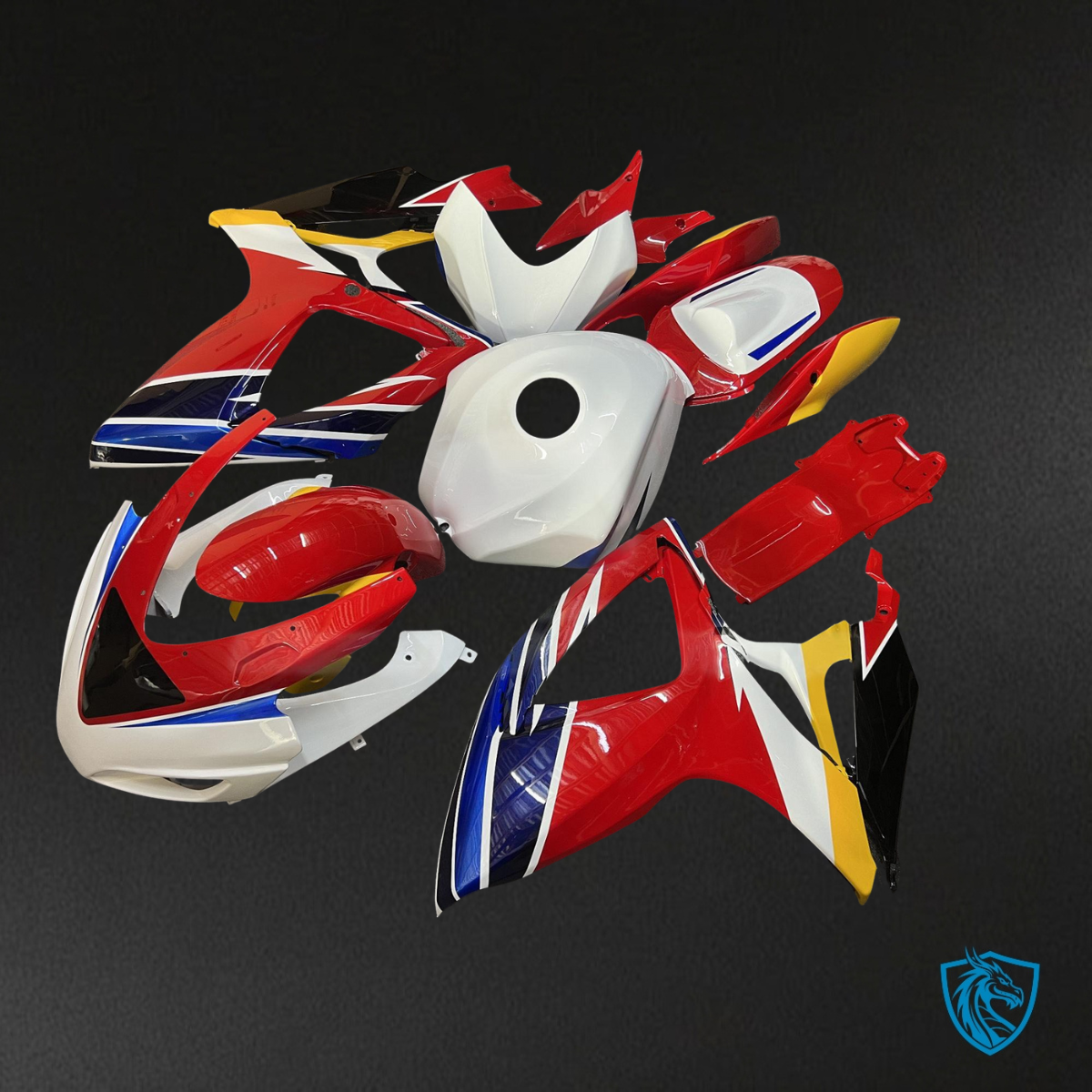 Suzuki GSXR 600-750 (2006-2007) Red & White Custom Fairing Kit - Aftermarket ABS Bodywork