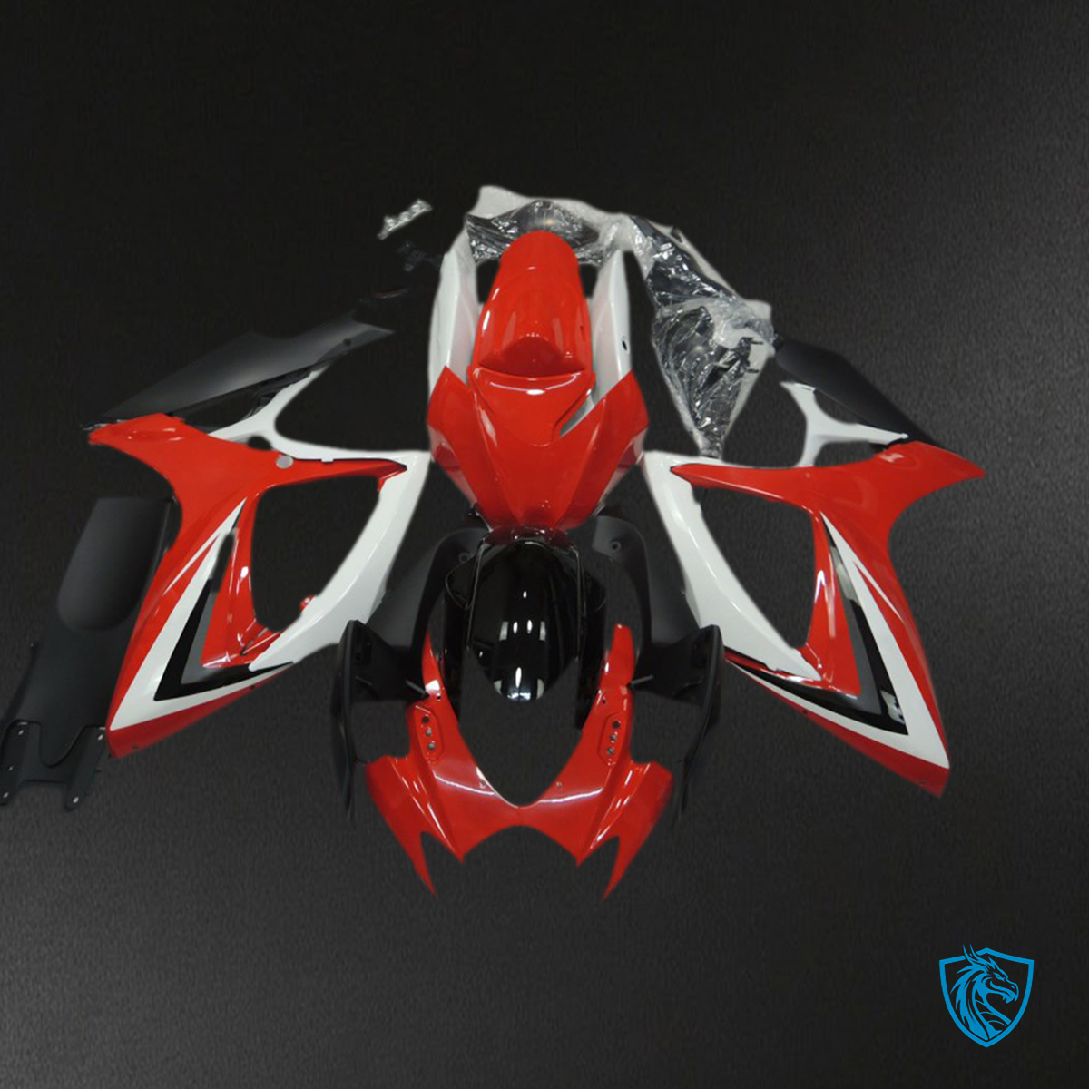 Suzuki GSXR 600-750 (2006-2007) Red & White Design Motorcycle - Custom ABS Fairing Kit