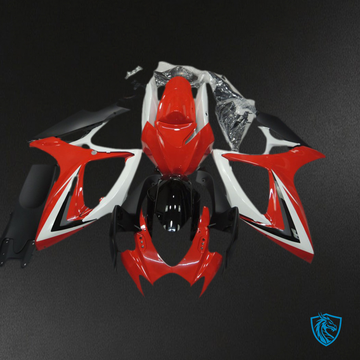 Suzuki GSXR 600-750 (2006-2007) Red & White Design Motorcycle - Custom ABS Fairing Kit