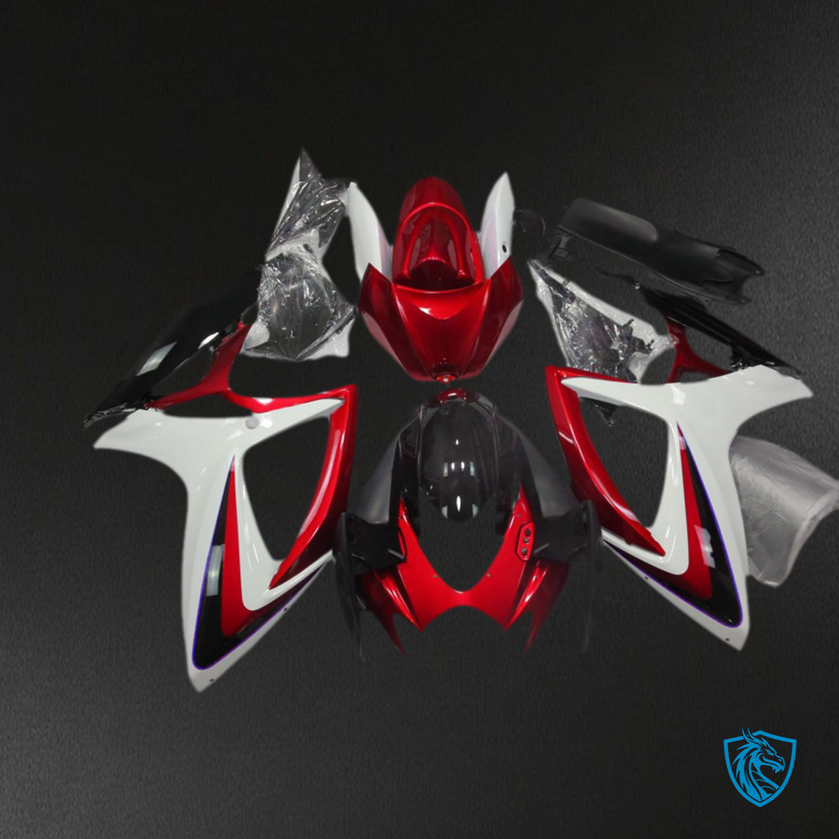 Suzuki GSXR 600-750 (2006-2007) Red & White Without Badge - MERGEment Motorcycle Fairings Kit