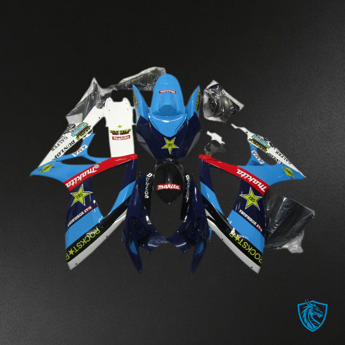 Suzuki GSXR 600-750 (2006-2007) Multicolour Rockstar Motorcycle Fairings Kit - Aftermarket ABS Bodywork