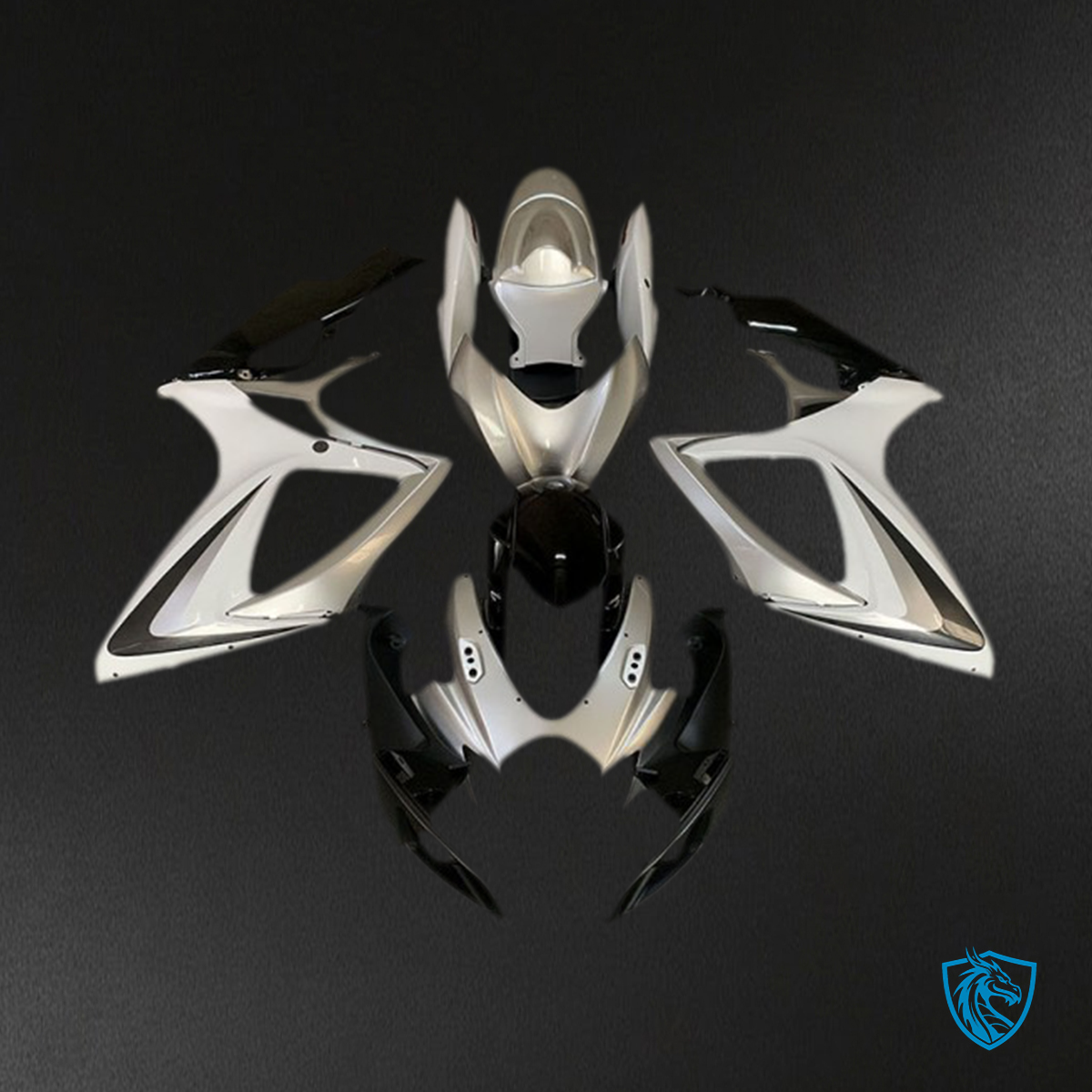 Suzuki GSXR 600-750 (2006-2007) Silver & White OEM Style - MERGEment Motorcycle Fairings Kit
