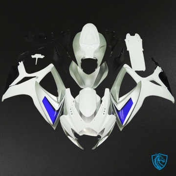 Suzuki GSXR 600-750 (2006-2007) Silver, White & Blue - MERGEment Motorcycle Fairings Kit
