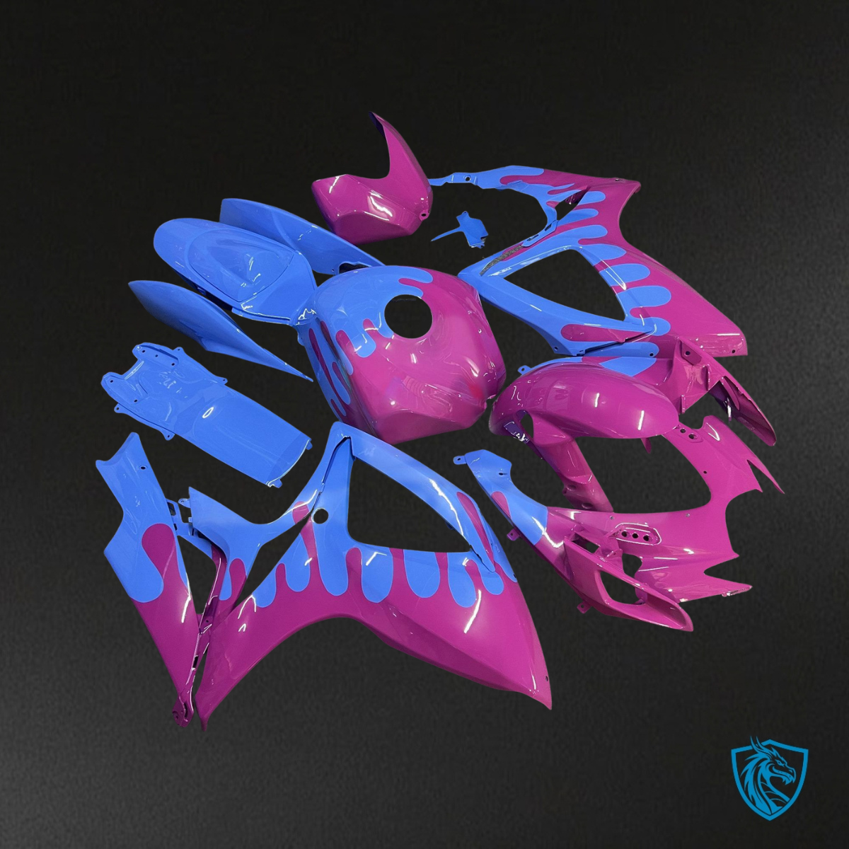 Suzuki GSXR 600-750 (2006-2007) Gloss Pink & Blue Fairing Kit | ABS Bodywork