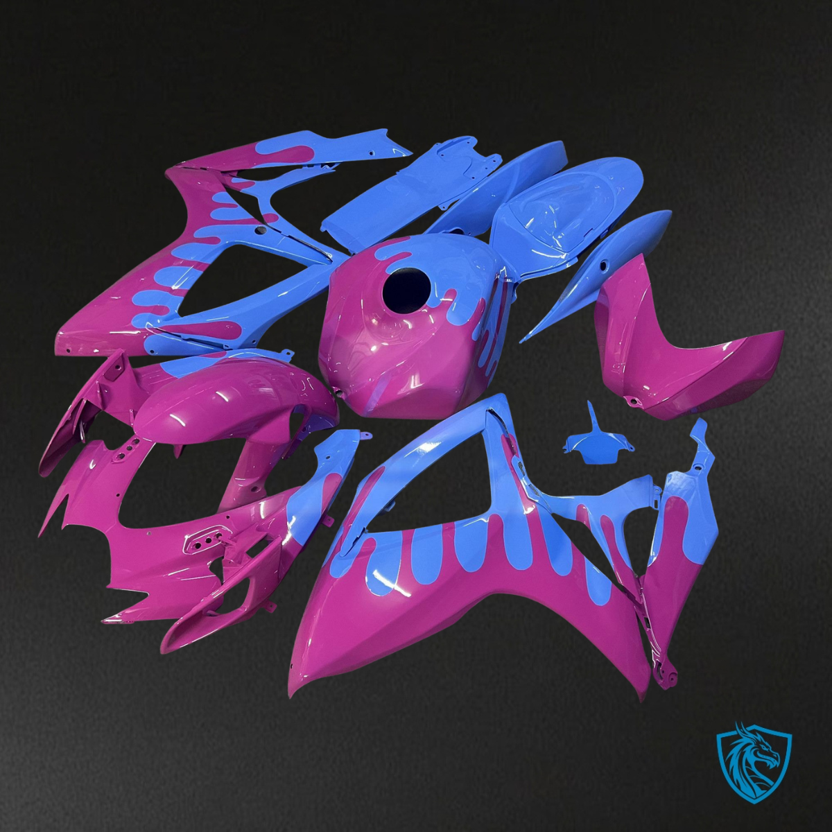 Suzuki GSXR 600-750 (2006-2007) Gloss Pink & Blue Fairing Kit | ABS Bodywork