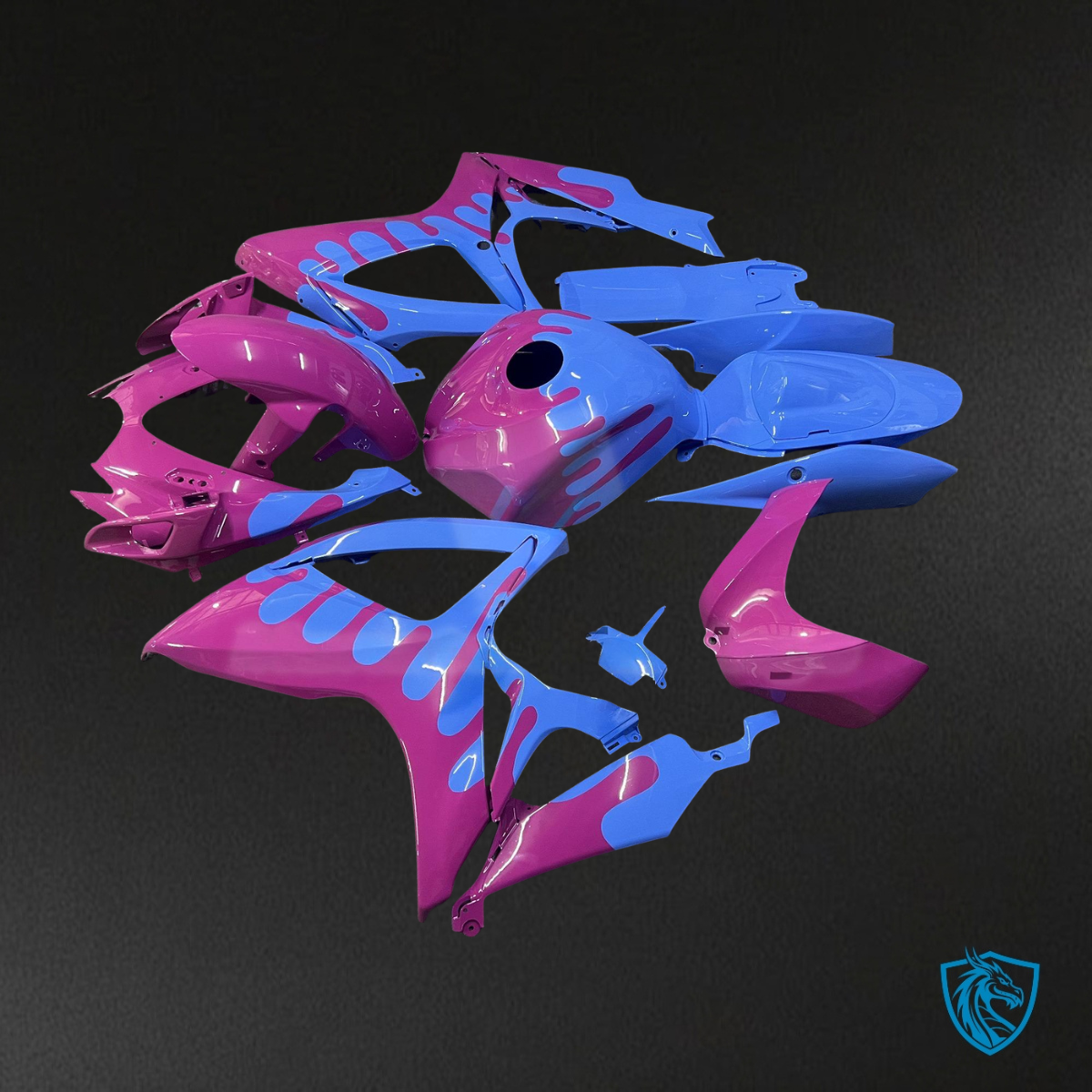 Suzuki GSXR 600-750 (2006-2007) Gloss Pink & Blue Fairing Kit | ABS Bodywork