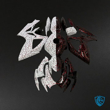 Suzuki GSXR 600-750 (2006-2007) White & Red Cracked Pattern - Custom ABS Fairing Kit