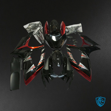 Suzuki GSXR 600-750 (2006-2007) Black, Red & White Tricolor Fairings Kit - Aftermarket ABS Bodywork