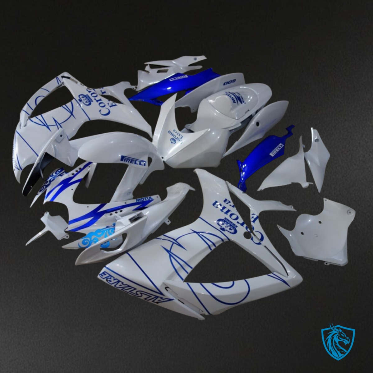 Suzuki GSXR 600-750 (2006-2007) White & Blue Corona Fairing Kit | ABS Bodywork