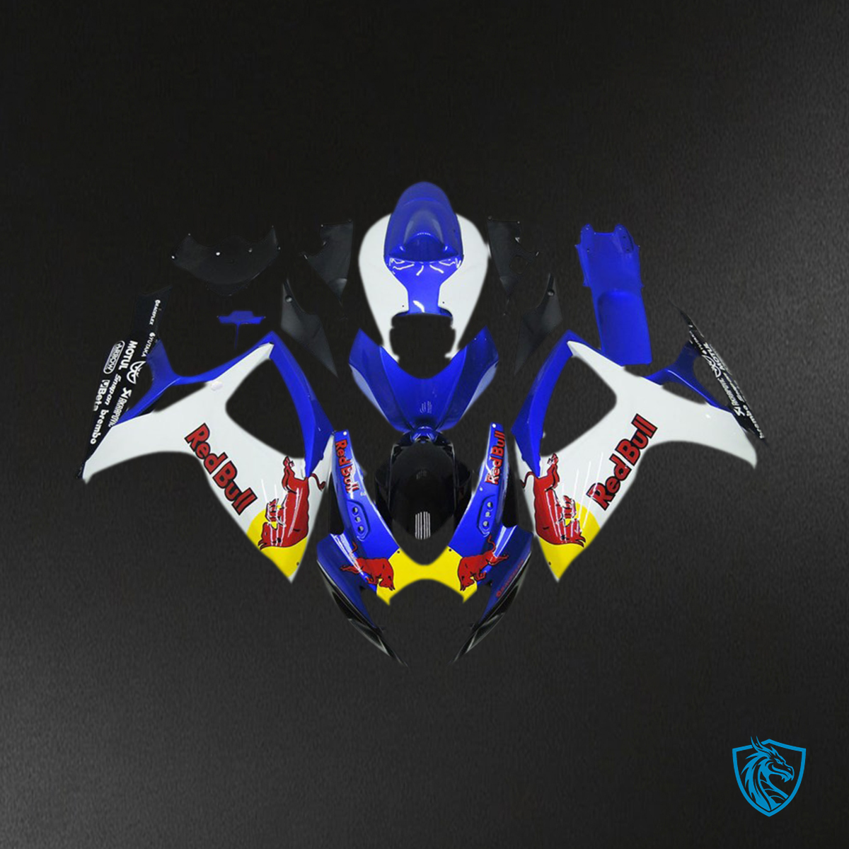 Suzuki GSXR 600-750 (2006-2007) White, Blue & Red Bull Custom Motorcycle Fairings Kit | ABS Bodywork