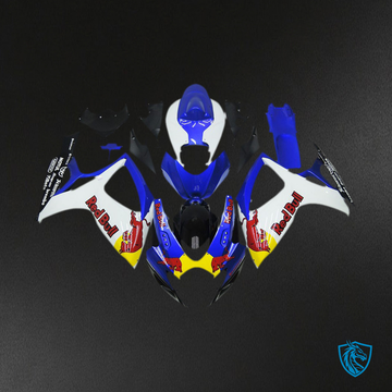 Suzuki GSXR 600-750 (2006-2007) White, Blue & Red Bull Custom Motorcycle Fairings Kit | ABS Bodywork