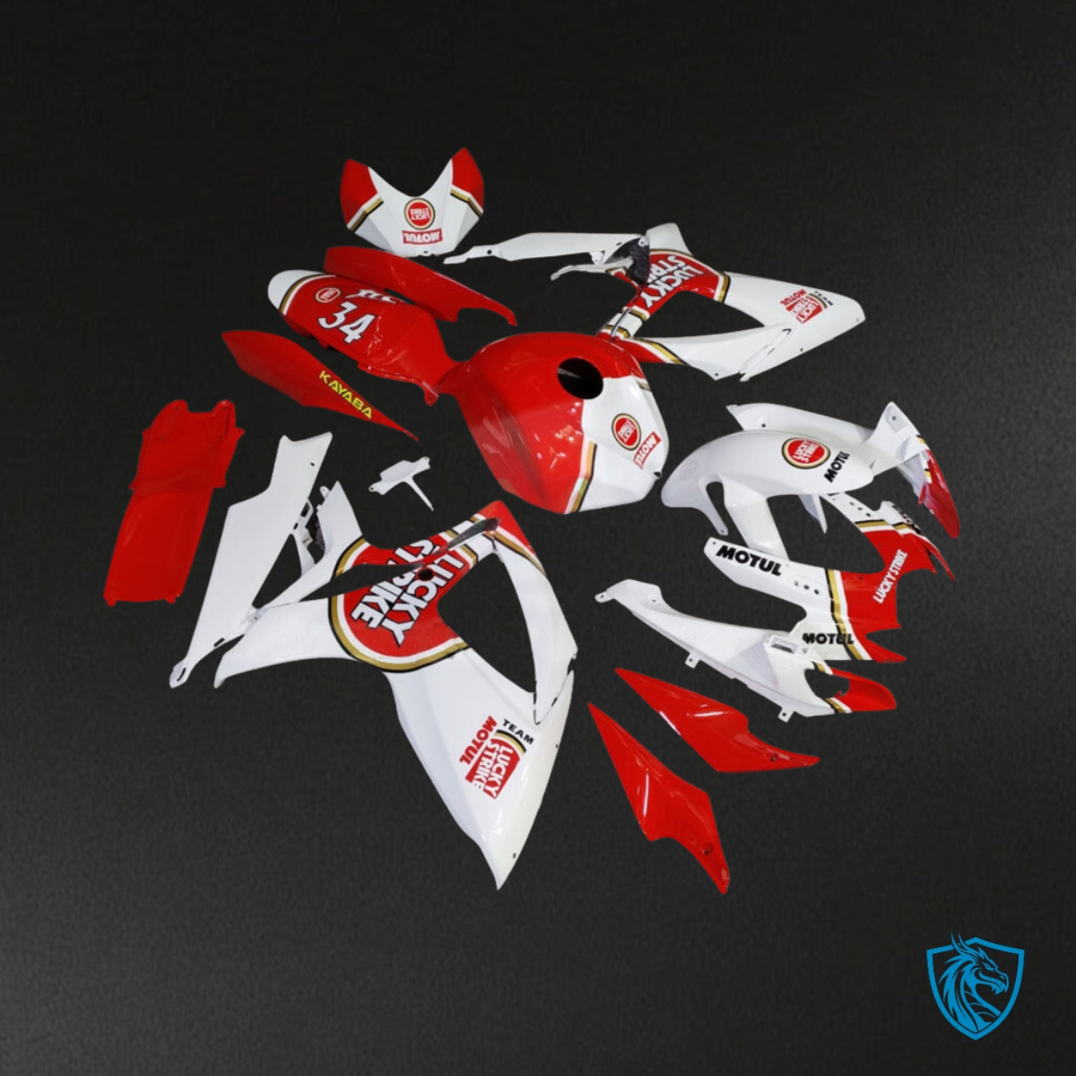 Suzuki GSXR 600-750 (2006-2007) White & Red Lucky Strike - MERGEment Motorcycle Fairings Kit
