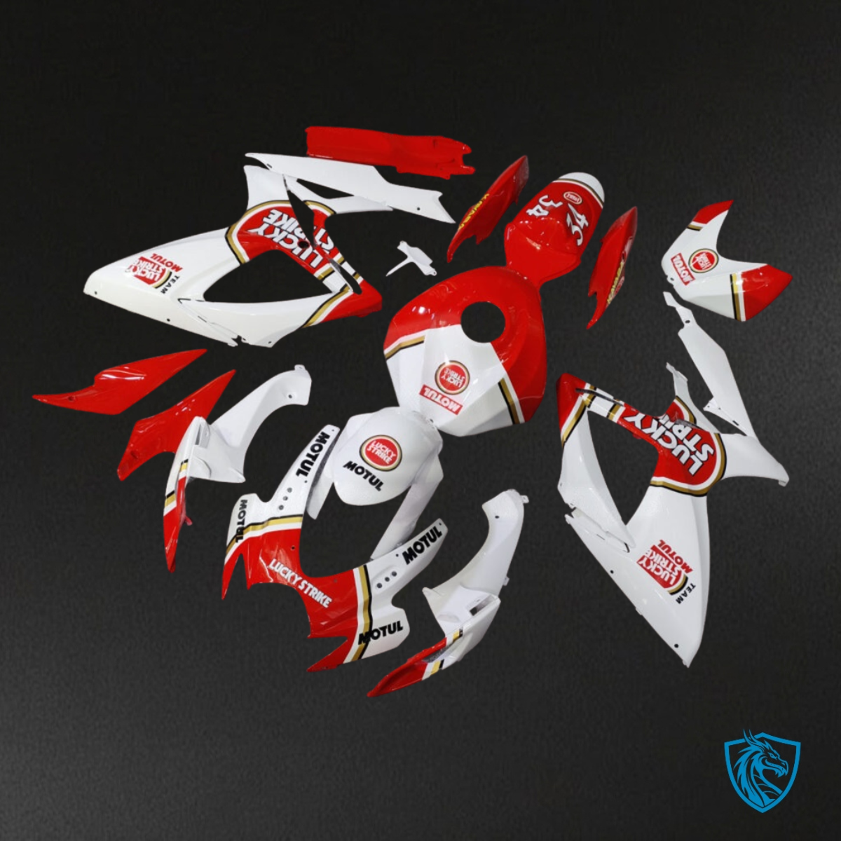 Suzuki GSXR 600-750 (2006-2007) White & Red Lucky Strike - MERGEment Motorcycle Fairings Kit