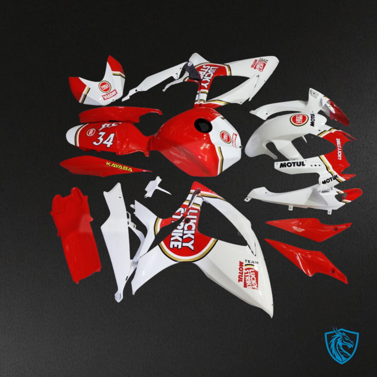 Suzuki GSXR 600-750 (2006-2007) White & Red Lucky Strike - MERGEment Motorcycle Fairings Kit
