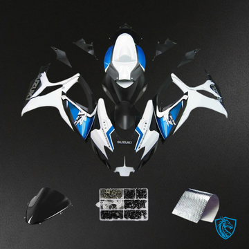 Suzuki GSXR 600-750 (2006-2007) White, Black & Blue K6 Fairing Kit - Aftermarket ABS Bodywork