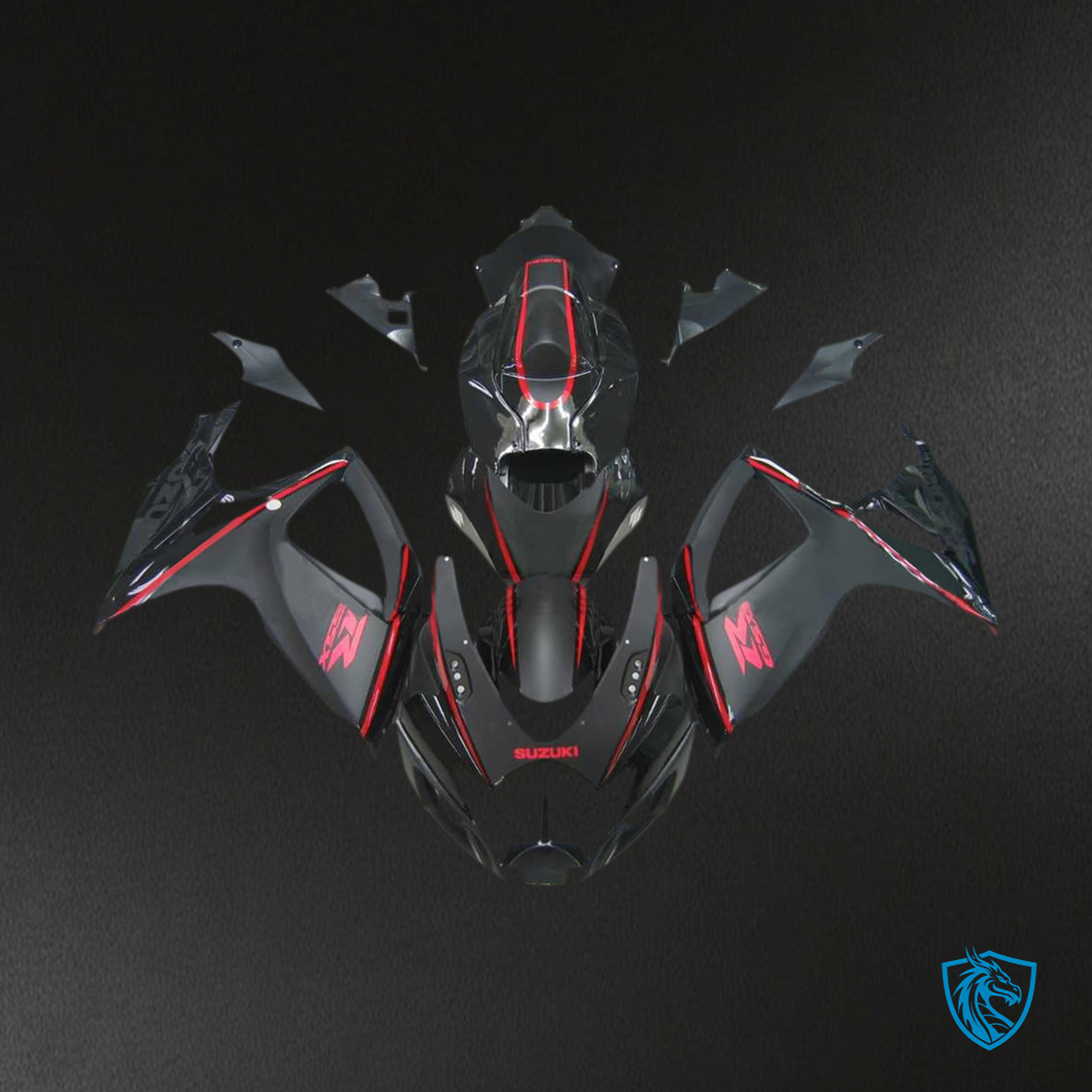 Suzuki GSXR 600-750 (2006-2007) Black & Red - Custom ABS Fairing Kit