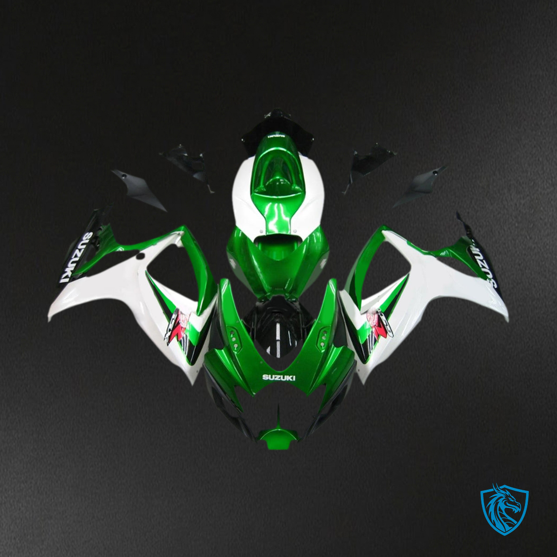 Suzuki GSXR 600-750 (2006-2007) Green & White Fairing Kit - Aftermarket ABS Bodywork