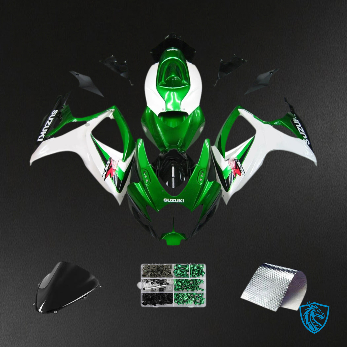 Suzuki GSXR 600-750 (2006-2007) Green & White Fairing Kit - Aftermarket ABS Bodywork