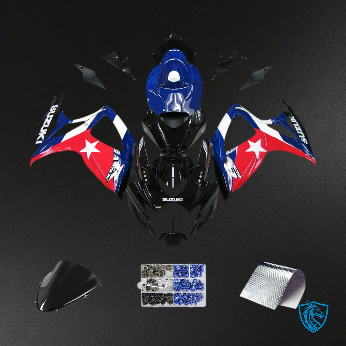 Suzuki GSXR 600-750 (2006-2007) Blue & Red Fairing Kit - Aftermarket ABS Bodywork