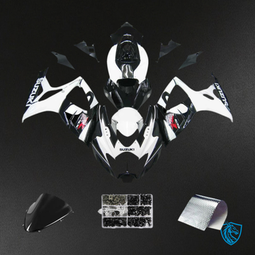 Suzuki GSXR 600-750 (2006-2007) White & Black - Custom ABS Fairing Kit