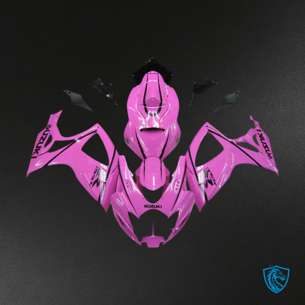 Suzuki GSXR 600-750 (2006-2007) Glossy Pink & Black Fairing Kit - Aftermarket ABS Bodywork