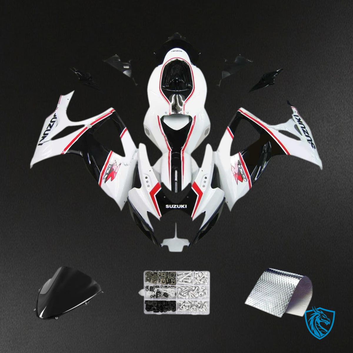 Suzuki GSXR 600-750 (2006-2007) White & Black - Fairing Kit | ABS Bodywork