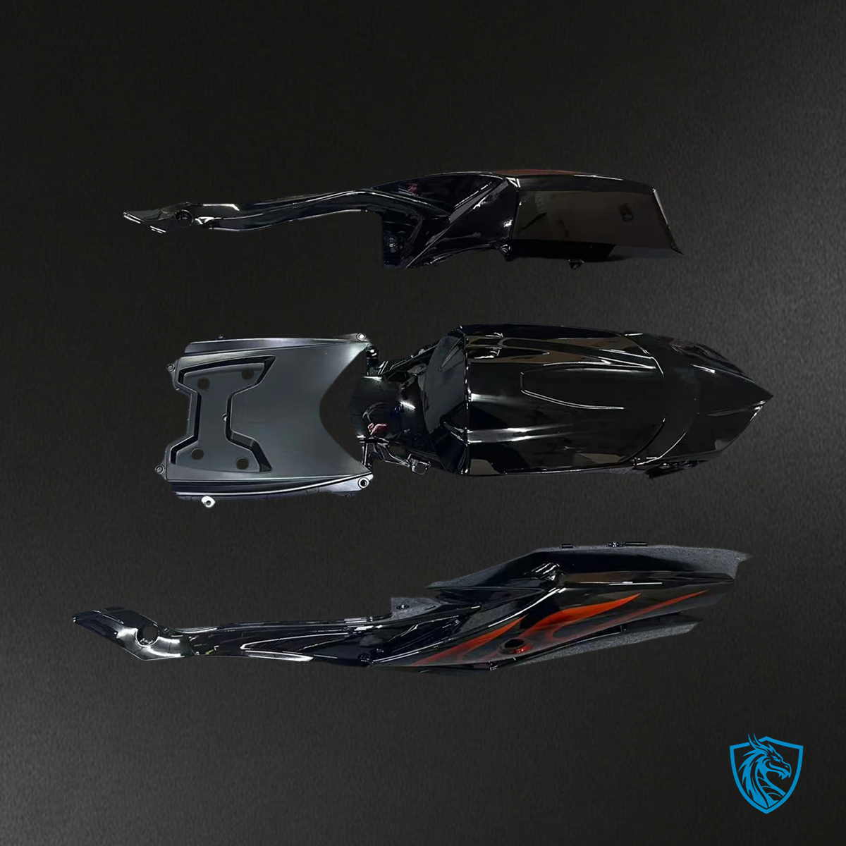 Suzuki GSXR 600-750 (2008-2010) Black & Orange Fire - Fairing Kit
