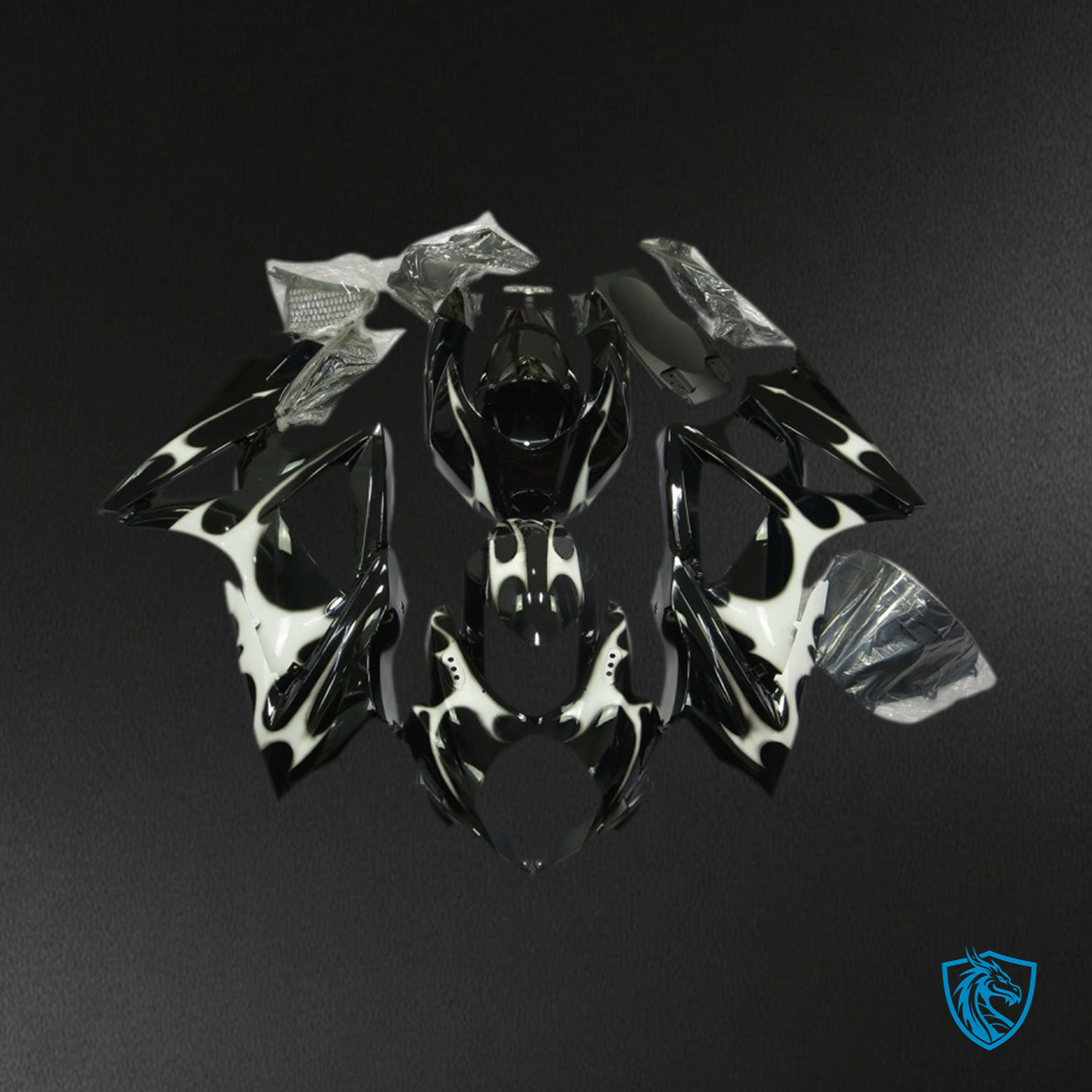Suzuki GSXR 600-750 (2008-2010) Black & White Design Motorcycle - Custom ABS Fairing Kit