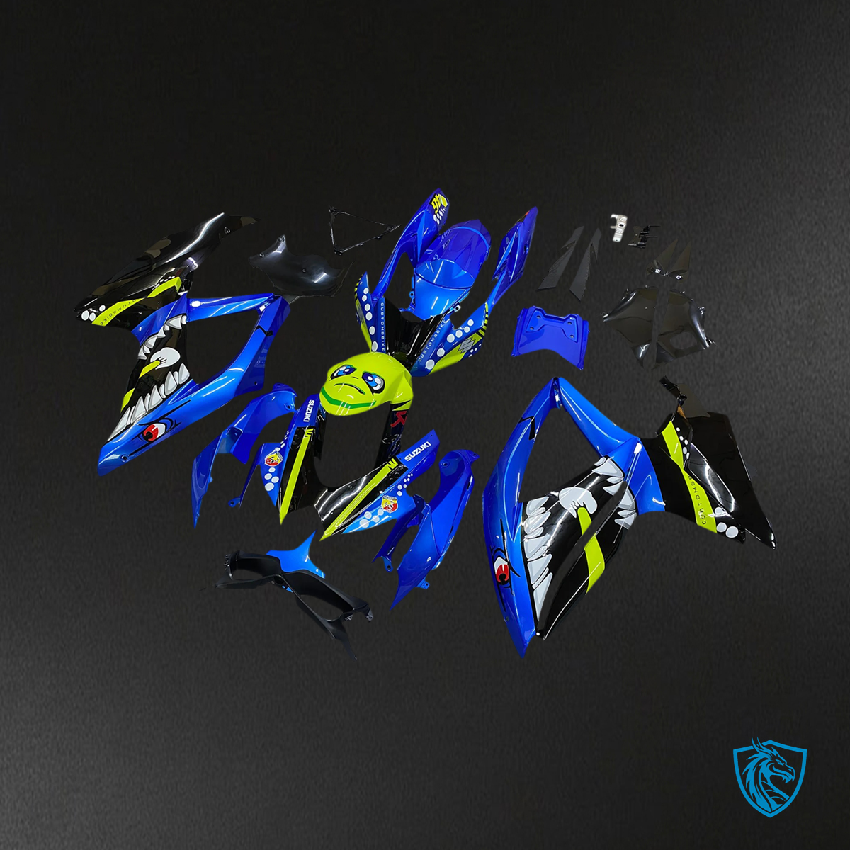 Suzuki GSXR 600-750 (2008-2010) Blue & Green Monster - Fairing Kit