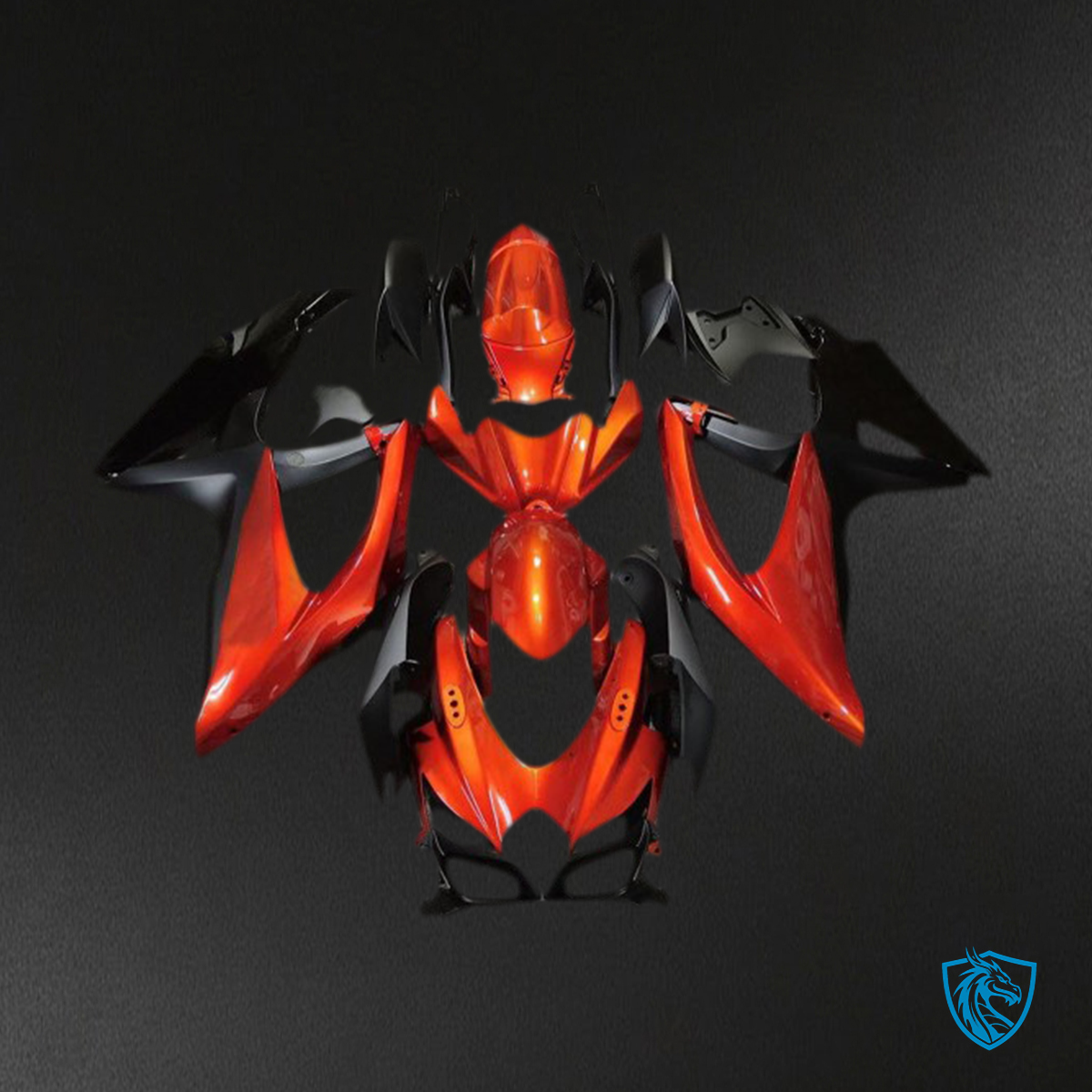 Suzuki GSXR 600-750 (2008-2010) Bright Orange & Black - Custom ABS Fairing Kit