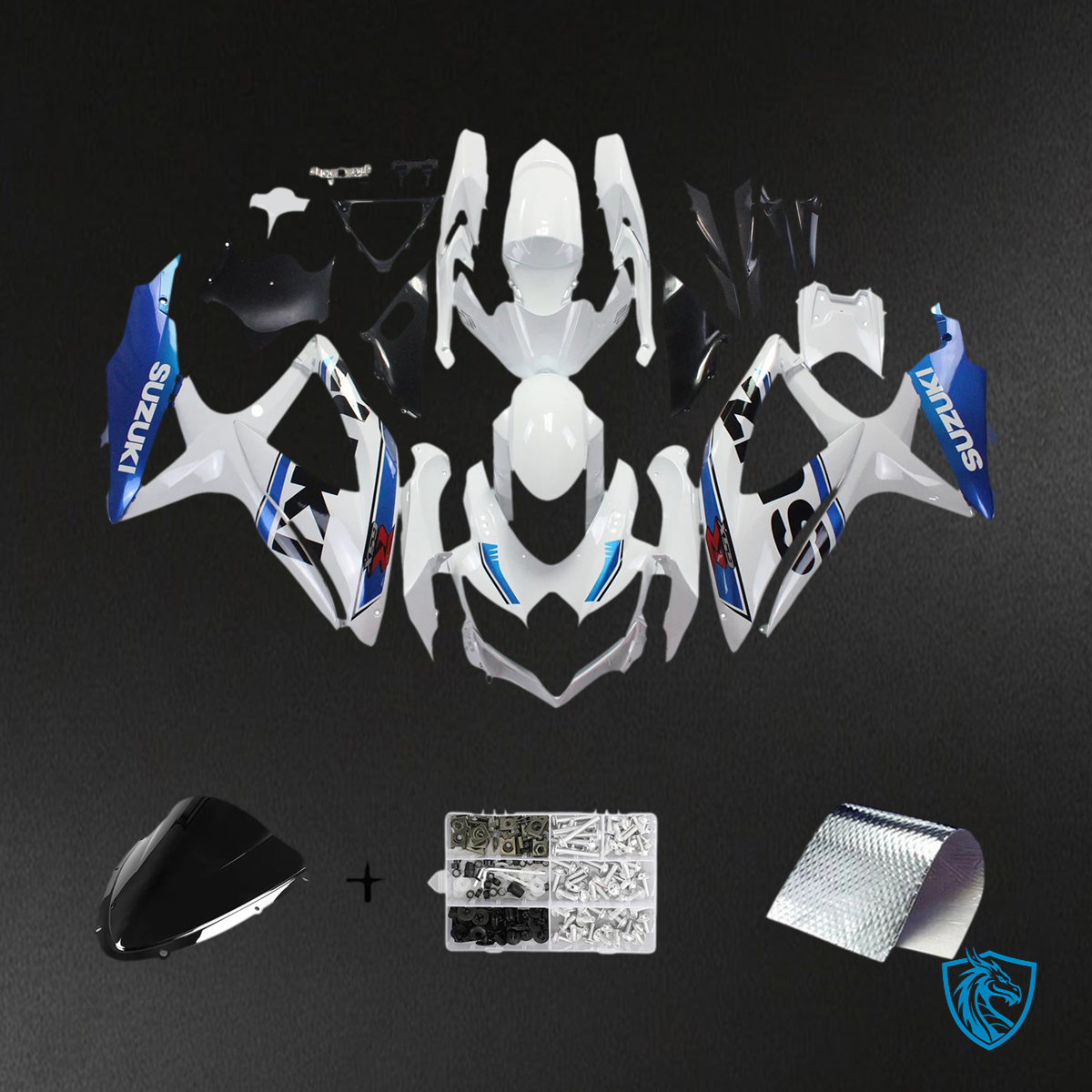 Suzuki GSXR 600-750 (2008-2010) White & Blue - Fairing Kit