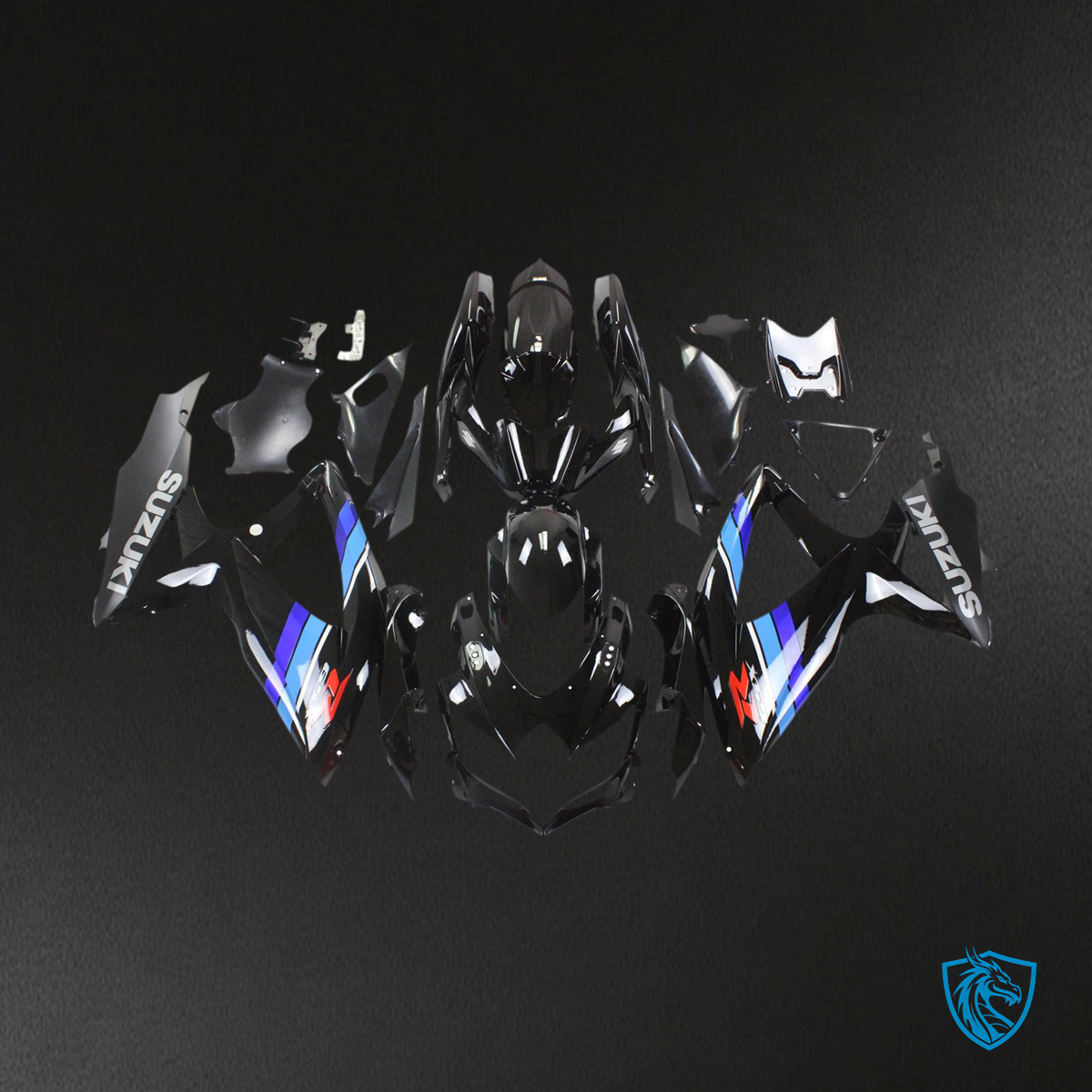Suzuki GSXR 600-750 (2008-2010) Gloss Black & Blue - Fairing Kit
