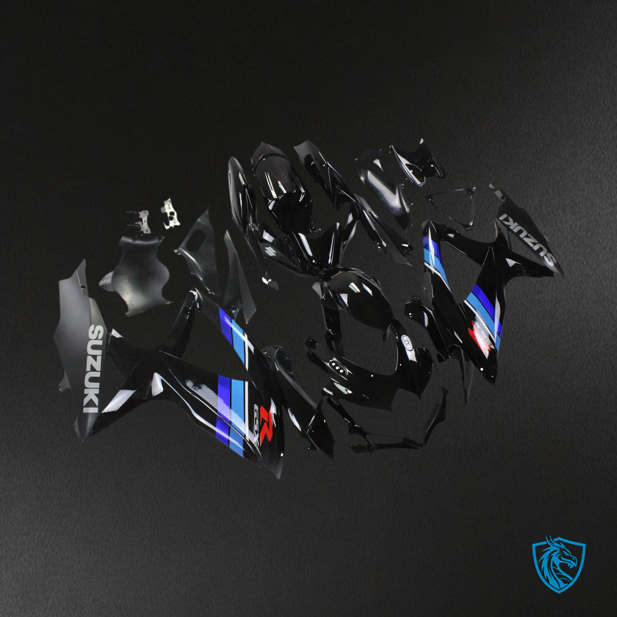 Suzuki GSXR 600-750 (2008-2010) Gloss Black & Blue - Fairing Kit