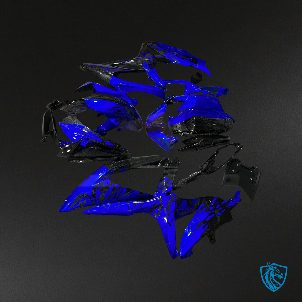 Suzuki GSXR 600-750 (2008-2010) Gloss Black & Candy Blue Fairing Kit - Aftermarket ABS Bodywork